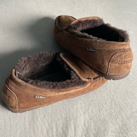 L.L. Bean Mens Wicked Good Venetian Slippers Chocolate Brown Cozy Suede Sz 13M ! - Picture 1 of 12